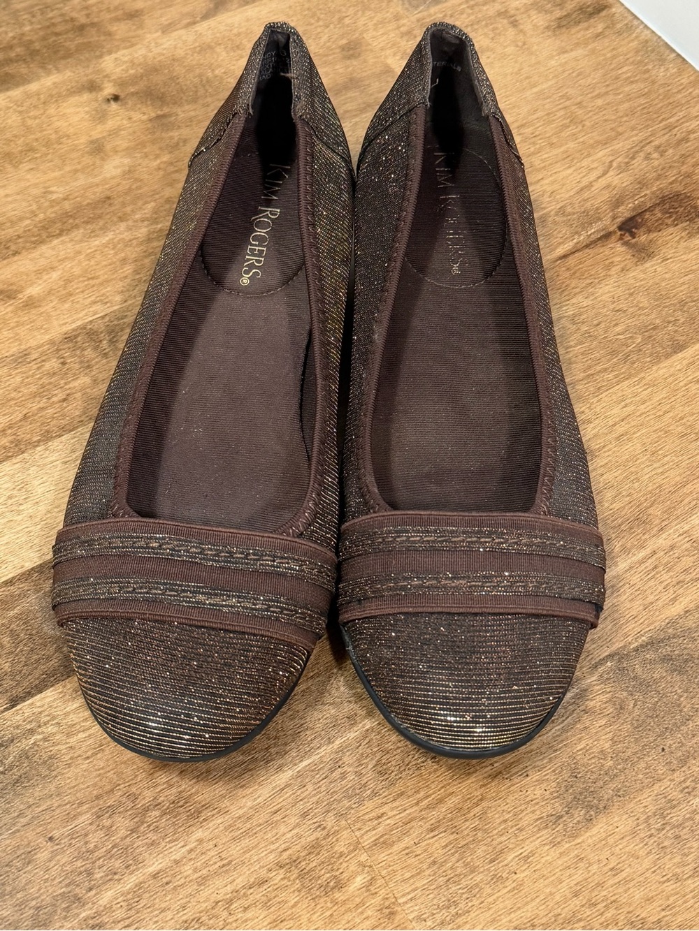 Kim Rogers Brown Sparkle Slip-On Flats- video in listing